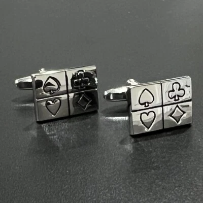 Poker Card Symbols Cufflinks For Men Birthday Wedding Gift Cufflink In Box - Image 1 of 4
