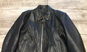 Biker Interstate Leather Riding Lined Black Womens Motorcycle Coat Jacket Large - Picture 1 of 9