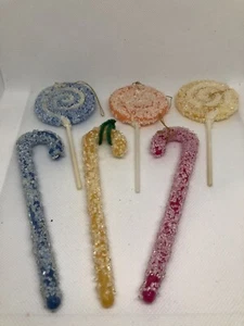 Vintage Kurt Adler gezuckerte Lutscher Zuckerstangen 6 Stück Weihnachtsschmuck - Bild 1 von 14