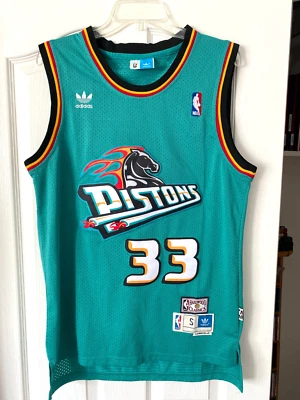 Adidas Hardwood Classics Vtg NBA #33 Detroit Pistons Grant Hill Jersey - Size S - Image 1 of 3