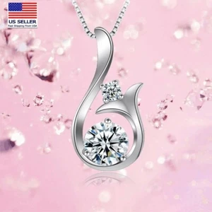 Women 925 Sterling Silver Necklace Crystal Abstract Retro Mermaid Pendant Gift - Picture 1 of 5
