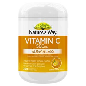 Nature's Way Sugarless Vitamin C 500mg 300 Chewable Tablets Immunity Vegan