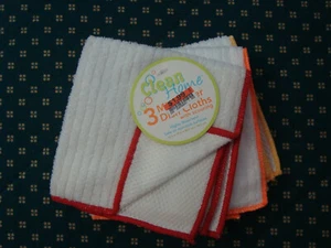 Vtg Set of 3 Color Trim White Dishcloths Ribbed Texture RITZ NOS - Picture 1 of 4
