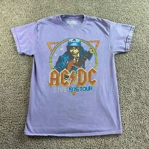 AC/DC Shirt Mens Medium Purple Angus Young Live 1976 Tour Music Rock Casual - Picture 1 of 8