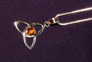 Collar, Colgante Celta, Plata, Ojo De Tigre, Cadena Plateada, 1,9g 21x20x5mm - Imagen 1 de 7