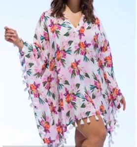 NWT Swimsuits For All Beach Coverup Sz 6/8 Tropical Pinks - Picture 1 of 1