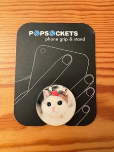 PopSockets Poignée et Support Téléphone - NEUF - Joli Chat Blanc avec Bandeau/Chapeau - Photo 1 sur 2