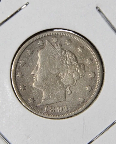1891 Liberty Nickel, 5 Cent Copper/nickel, Fine Details #31 Cover