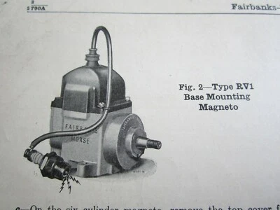 1930 FAIRBANKS MORSE TIPO "RV" MAGNETO INSTRUÇÕES DE SERVIÇO GERAL, CÓPIA - Imagem 1 de 3