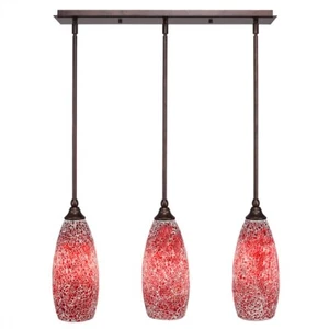 Toltec 3 Light Mini Pendant, Bronze, 5.5" Red Fusion Glass - 25-BRZ-5066 - Picture 1 of 1