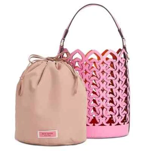 ¡OFERTA! Nuevo Bolso Cubo Kate Spade Dorie Hibisco Té Rosa Cuero Italiano Verano - Imagen 1 de 4