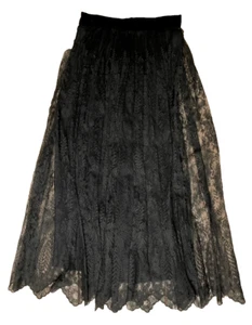 VTG 1960s Black Lace Maxi Skirt Whimsygoth Fairy core Festival Excellent S-M - Picture 1 of 16