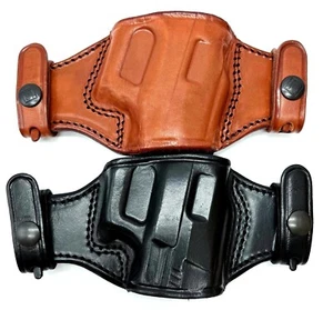 Right Hand Snap-On Quick Draw Black Brown Leather Belt Holster - CHOOSE - Picture 1 of 8