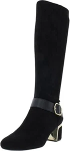 DKNY Women's Caira Knee-High Boots Microsuede Block Heel Black Size 6 - Picture 1 of 4