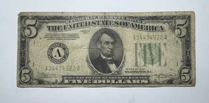 1934 $5 Federal Reserve Note, Boston, Massachusetts - Picture 1 of 2