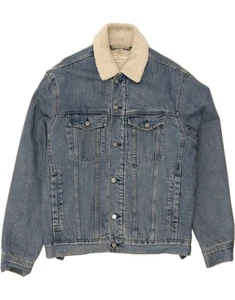 H&M Mens Denim Sherpa Jacket UK 40 Large Blue Cotton AN06 - Picture 1 of 3