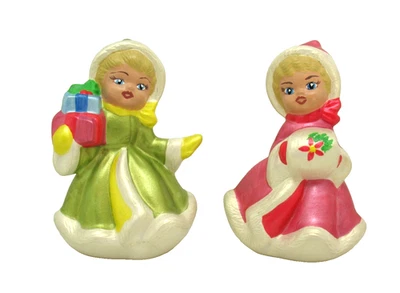 2 estatuillas vintage de yeso de tiza para pasatiempos rojo y verde Foto 1 de 4