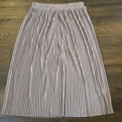 Saia Midi Zara Feminina Pequena Blush Metálico Acordeão Plissado Rosa Feriado - Imagem 1 de 4