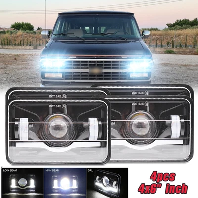 4 шт светодиодных фар 4x6 дюймов Hi/Lo для Chevrolet G10 G20-G30 1992-1995 НОВЫЕ - Изображение 1 из 4