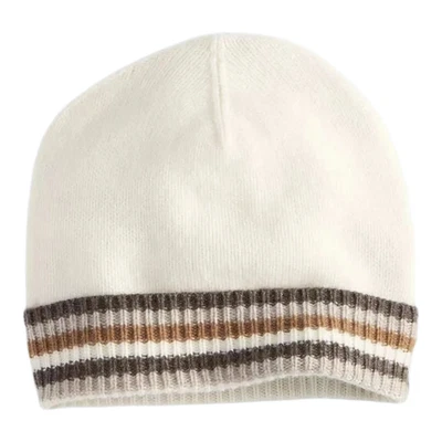 Gorro Charter Club 100 % cachemir a rayas con puños cálido bombón talla única Foto 1 de 3