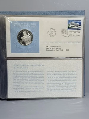 Franklin Mint United Nations First Day Covers 1974 5 Stamps & Ster Silver Proofs - Image 1 of 4