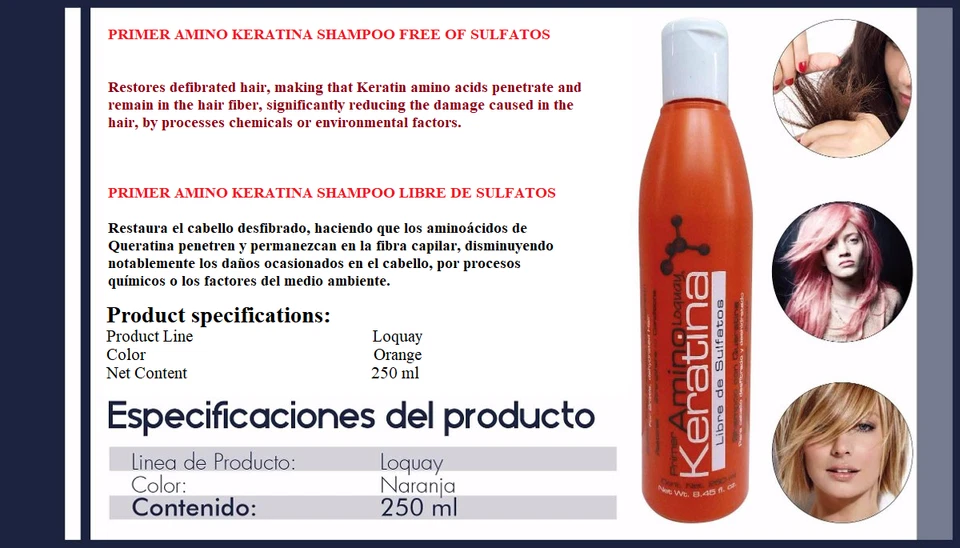 LOQUAY: Primer Keratin Silk Shampoo Sulfate Free 250 ml./8.45 oz - Image 1 of 1