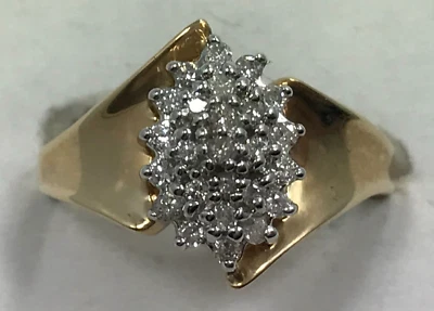 10 karat diamond cluster ring - 10K yellow gold 0.25 carat diamond cocktail ring - Image 1 of 4