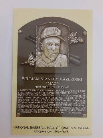 2001 Bill Mazeroski HOF Plaque Postcard Canceled on Induction Day 8/05/01 Cover
