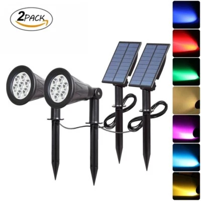 2 Stück Farbwechsel Solarstrahler Solarlampen Garten Solarleuchte Gartenstrahler - Bild 1 von 4