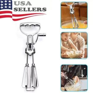 Egg Beater Manual Crank Hand Mixer Blender Stainless Steel Kitchen Tool - Picture 1 of 6