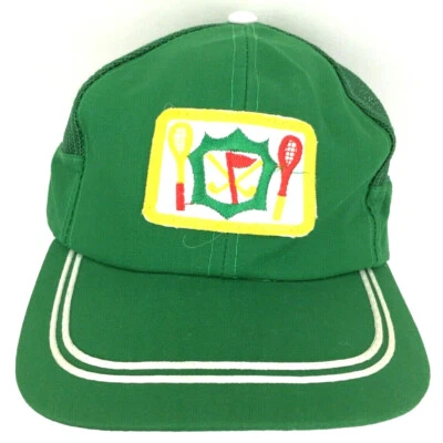 De colección Golf Tenis Resort Sombrero Palos Parche Gorra Logo Malla A Presión Trasera Rayas Años 70 80 Foto 1 de 4