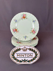 5 Minton ROSETTA Green 6 ¼” Bread & Butter/Dessert Plates - Picture 1 of 8