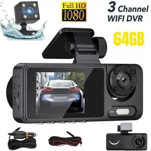 1080P WiFi Dash Cam Car Camcorder Parking Monitoring Triple Lens Night Vision - Picture 1 of 11