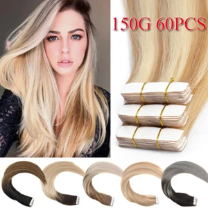 Balayage Tape In Real Remy Human Hair Extensions 100% Skin Weft THICK Full Head - Picture 1 of 73