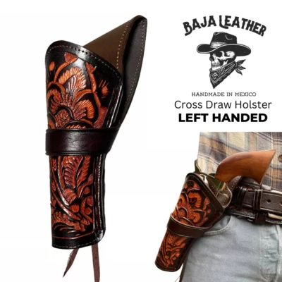 LEFT Cross Draw Holster for Revolver | Leather Western Holster Cowboy 22 357 45 - Image 1 of 3