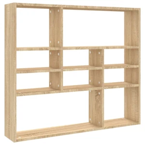 Oak Effect Wall Shelf 'Sonoma Oak' 10 Open Compartments 90 x 16 x 78 cm - Picture 1 of 8