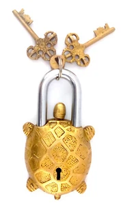 Vorhängeschloss Scheibenschloss … Schildkröte … Messing Indien … 14x8x2,5cm 500g - Picture 1 of 3