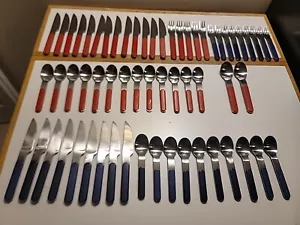 Menge 61 Misc Dansk Sommerhaus Edelstahl Silberbesteck Besteck rot blau Korea - Bild 1 von 24