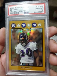 ED REED 2008 TOPPS CHROME GOLD REFRACTOR SP #D /199 RAVENS PSA 10 GEM 💎 POP 3🔥