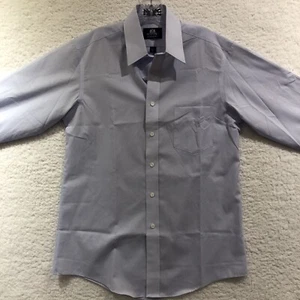 Stafford Broadcloth Wrinkle Free Button Up Long Sleeve Shirt Men's 15.5/32 Blue - Picture 1 of 14