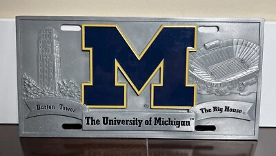 University Of Michigan The Big House Burton Tower Metal License Plate 3D - Image 1 of 4