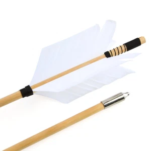 6/12 X 32'' Archery Wooden Arrow Indonesian White Wood Turkey Feather Shooting - Picture 1 of 36