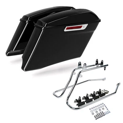 4" Saddle Bags 6x9" Speaker Lids Bracket Kit Fit For Harley Softail Fatboy 84-17 - Image 1 of 4