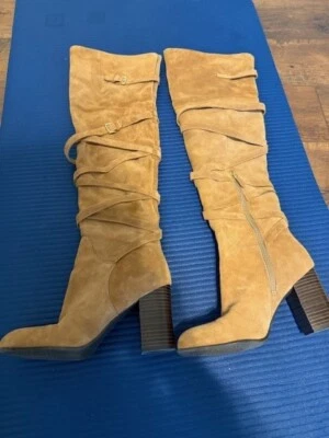 Sam Edelman Sable Botas de Gamuza Altas Sobre la Rodilla con Hebillas Tostadas Foto 1 de 4