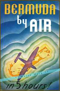 Arte de pared de viaje estilo retro impresión póster vintage Bermuda de Pan Am Airline 1937 - Imagen 1 de 4