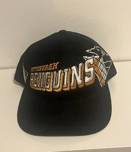 Vintage 90s Pittsburgh Penguins NHL Sports Specialties Grid Snapback Hat Cap - Picture 1 of 11