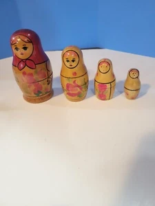 4pc Matryoshka Russian Wooden Nesting Doll Set - Picture 1 of 4