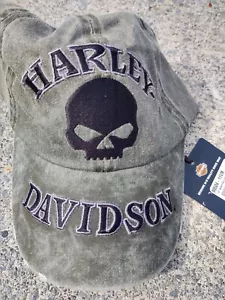 Harley-Davidson® Hat ADJUSTABLE OLIVE Distressed Look Factory New Tag 99504-11VM - Picture 1 of 2