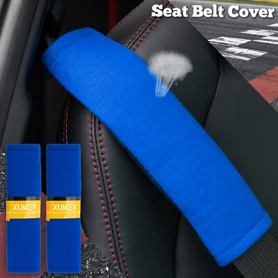 Car Safety Seat Belt Shoulder Pad Cover Cushion Harness Blue Comfortable Driving - Image 1 of 4