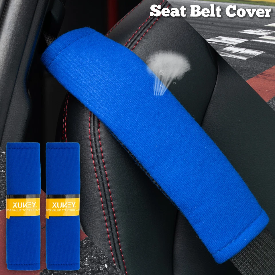 Car Safety Seat Belt Shoulder Pad Cover Cushion Harness Blue Comfortable Driving - Image 1 of 4